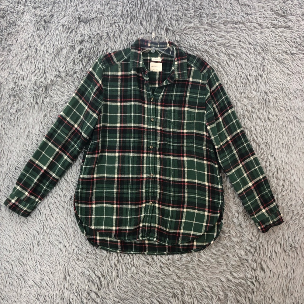 American Eagle Shirt Womens Medium Amazingly Soft Plaid Checkered Button Front